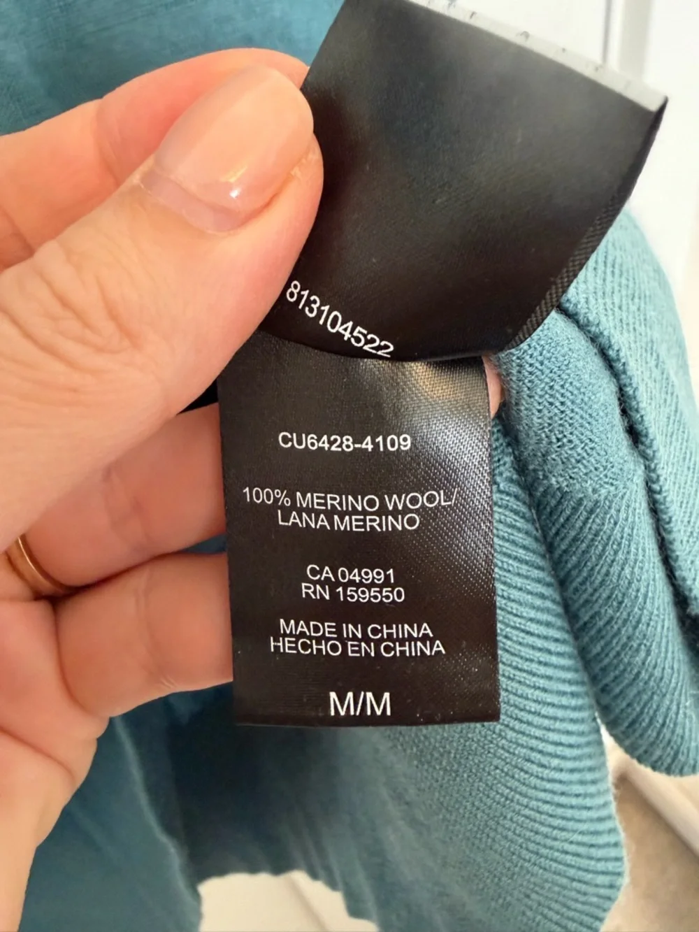 Katherine Barclay Womens Extra Fine Merino Wool Sweater Teal Blue Size Medium - Picture 6 of 8